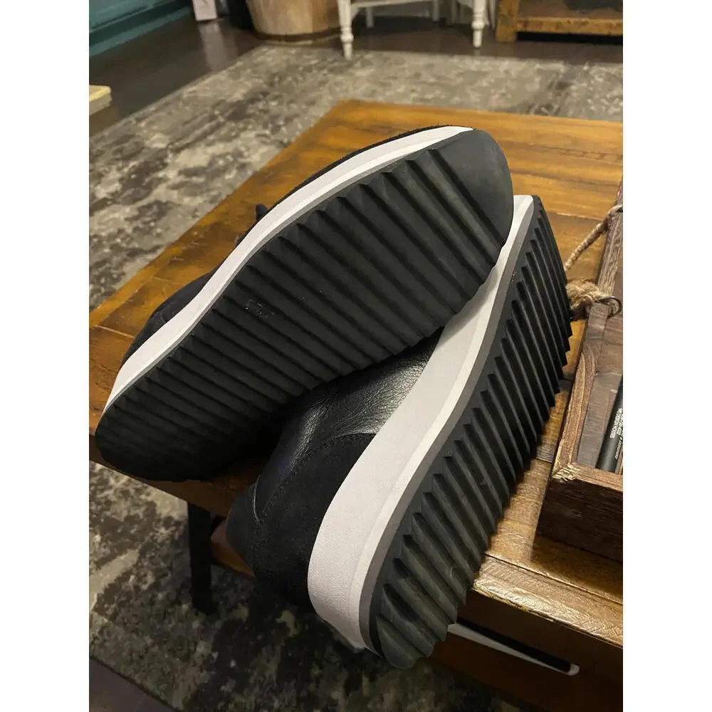 Johnston & Murphy Gracie Black Leather Sneakers with Side Zipper 9m - Picture 6 of 7